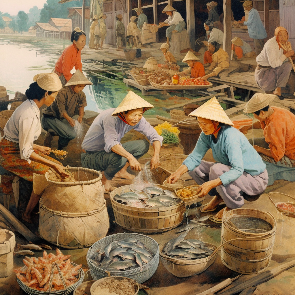 Mekong Delta farmers at a fish market